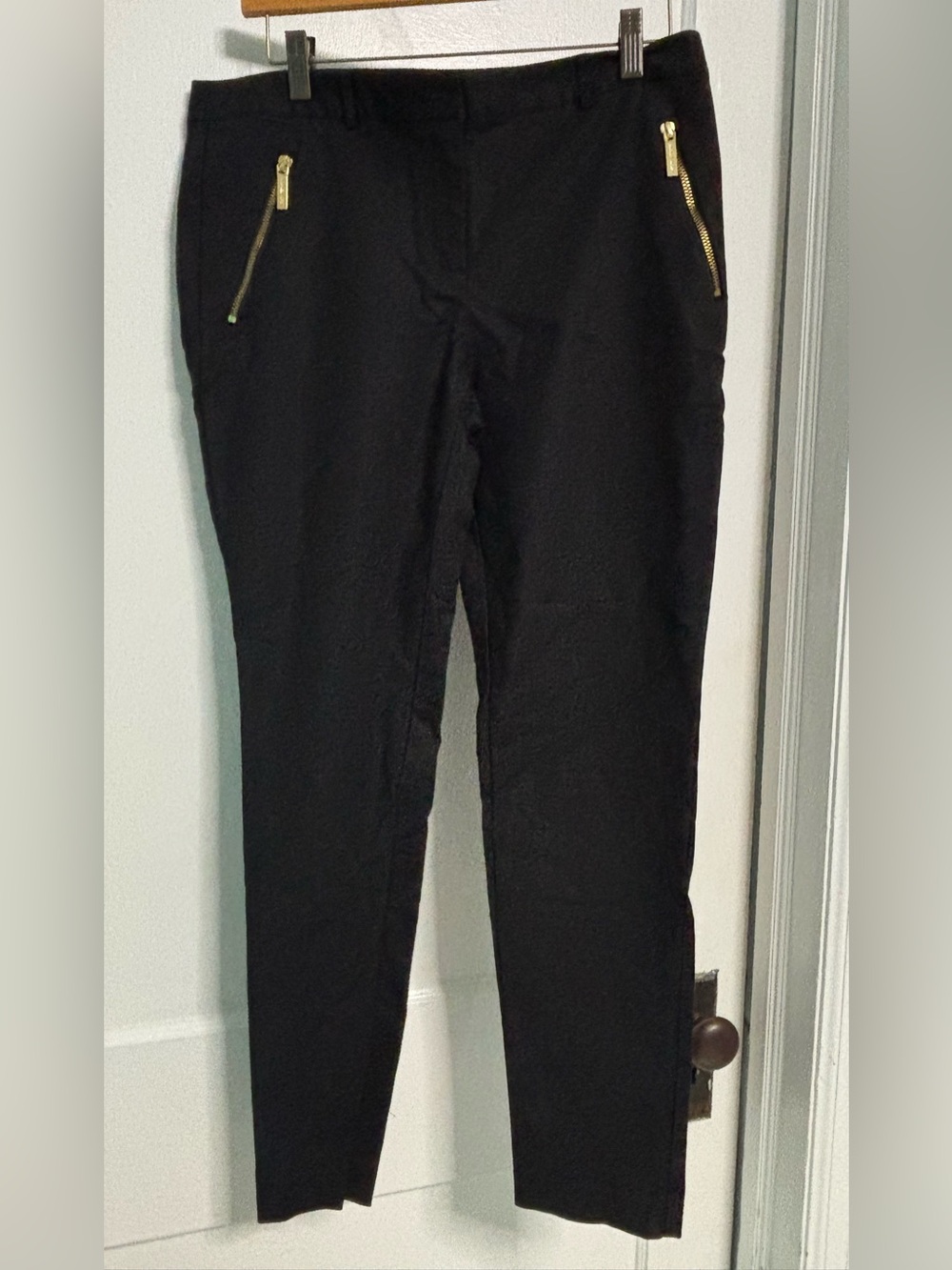 MICHAEL Michael Kors Black Skinny Pants with Gold Zippers